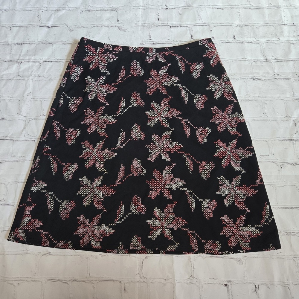 Vintage Y2K Express Embroidered Floral Mini Skirt A-Line Grunge 90s Coquette Xs